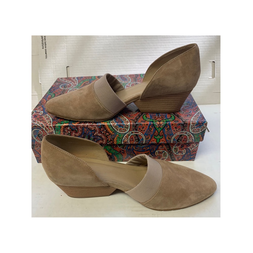 Eileen Fisher Taupe Suede D'Orsay Wedge Flats Shoes Womens 8.5